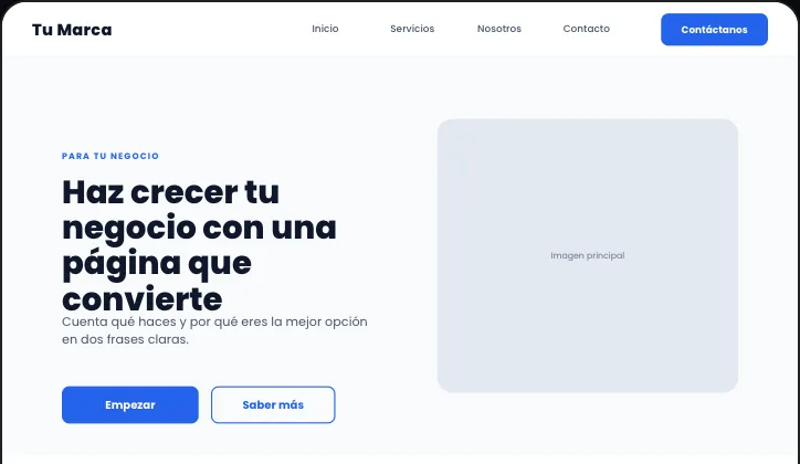 Plantilla de landing: Servicios profesionales